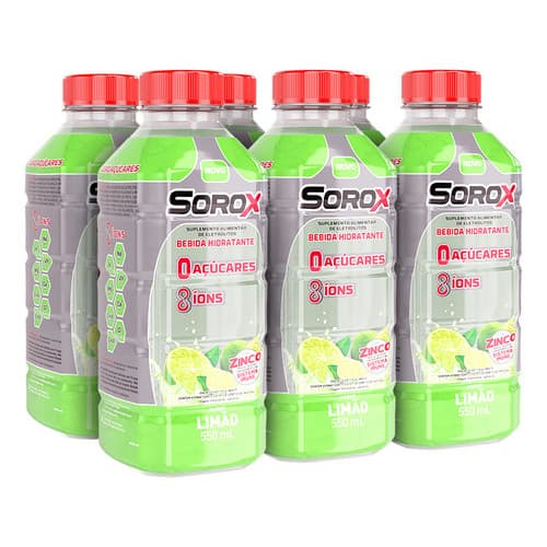 Sorox Limão Hidratante Zero Açúcar 8 Ions 550ml Pack C/6