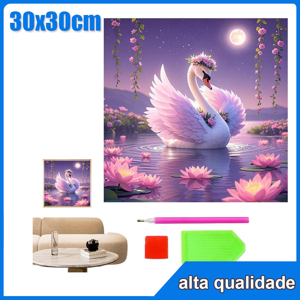 30x30cm cisne Quadrado Pintura Diamante 5D Pintura de Diamante Pintura Com Diamante A Óleo 5D DIY Decorativa Pintad