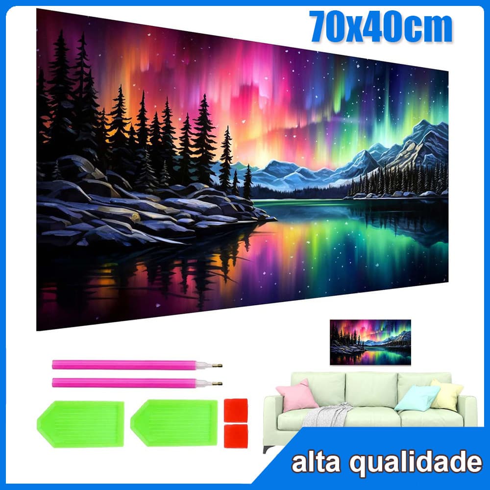 70x40cm Floresta Aurora Quadrado Pintura Diamante 5D Pintura de Diamante Pintura Com Diamante A Óleo Decorativa Pintad