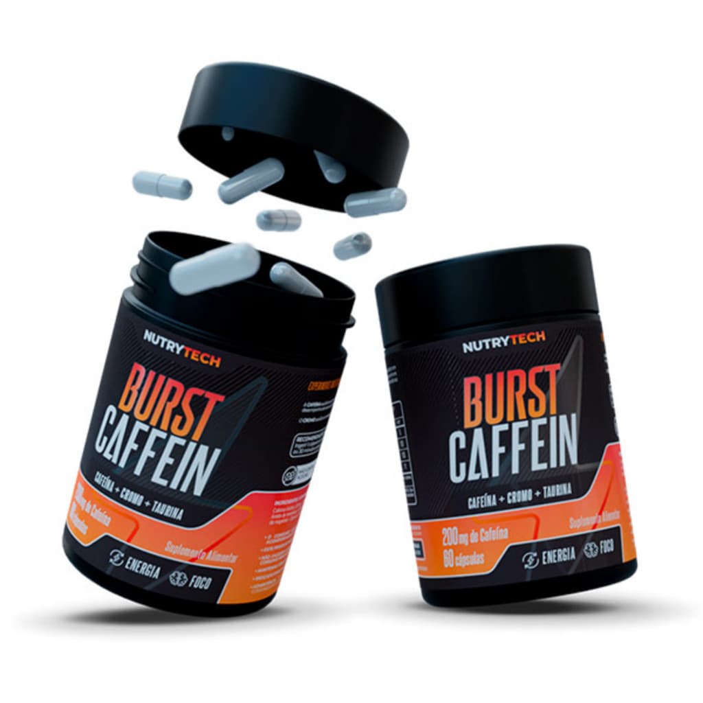 Cafeína em Capsulas Pré Treino Suplemento Alimentar Cafeína Taurina Cromo Burst Caffein 60 Capsulas