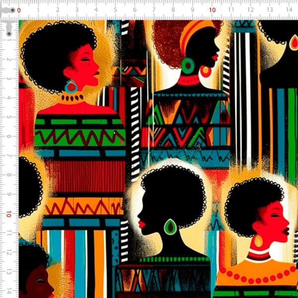Tecido Tricoline Digital Musa Africana Costura Artesanato Patchwork Pano DIY Ateliê