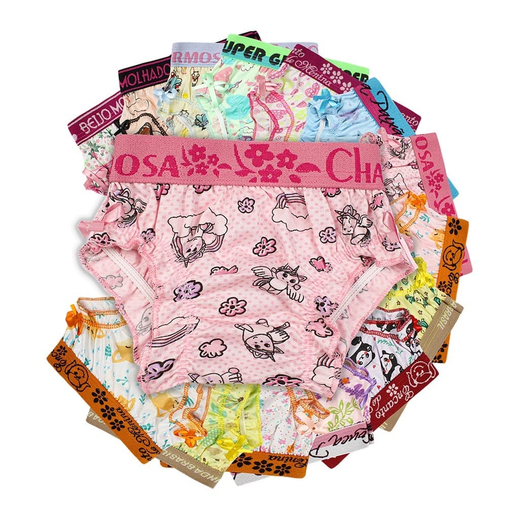 KIT 3 Calcinhas infantil babado menina cobre fralda calçolinha criança estampa de menina