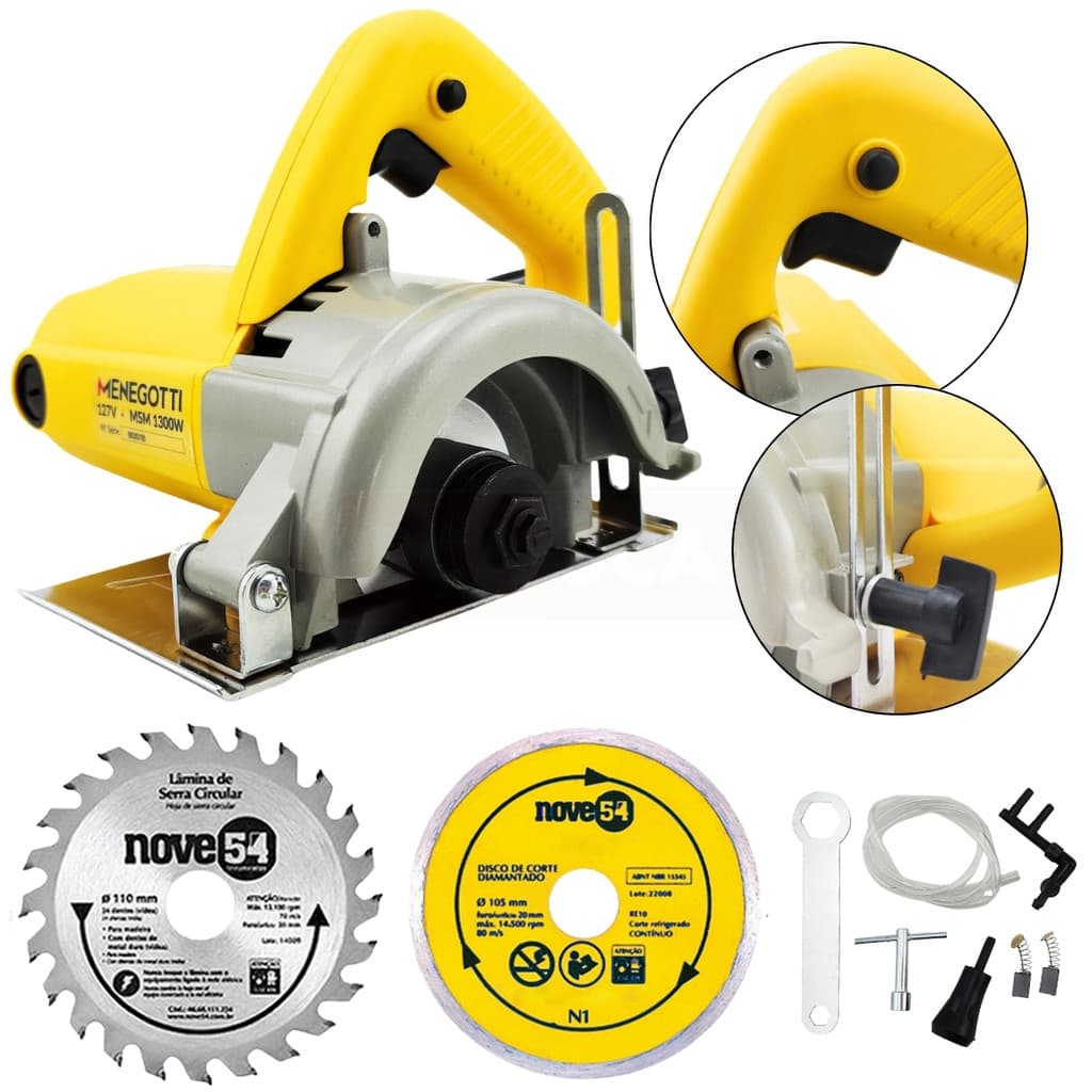 Kit Serra Mármore Tipo Makita Menegotti +Disco para Corte em Alvenaria + Disco de Corte para Madeira