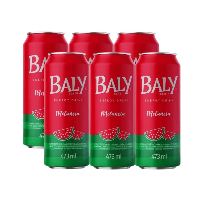 KIT 6 Bebida Energético Baly Sabor Melancia Lata 473Ml