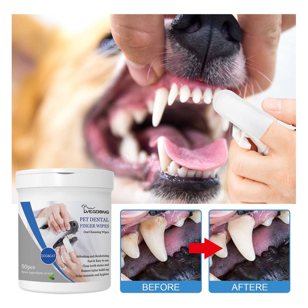 50 Peças Lenços Umedecidos Para Limpar Dentes De Animais