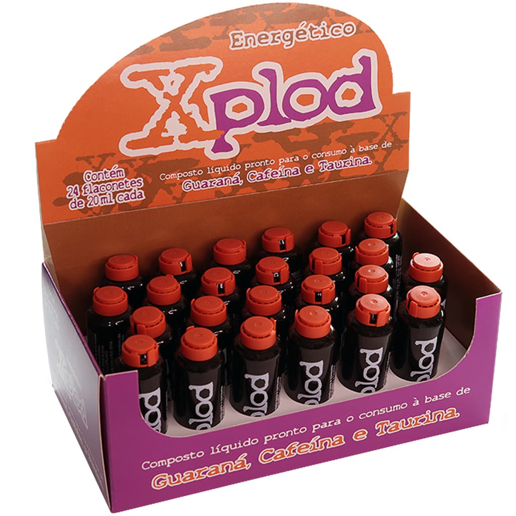 Energético Xplod Guaraná Metabolismo Esportes Academia Energia Caixa 24 Flaconetes 20ml Smells