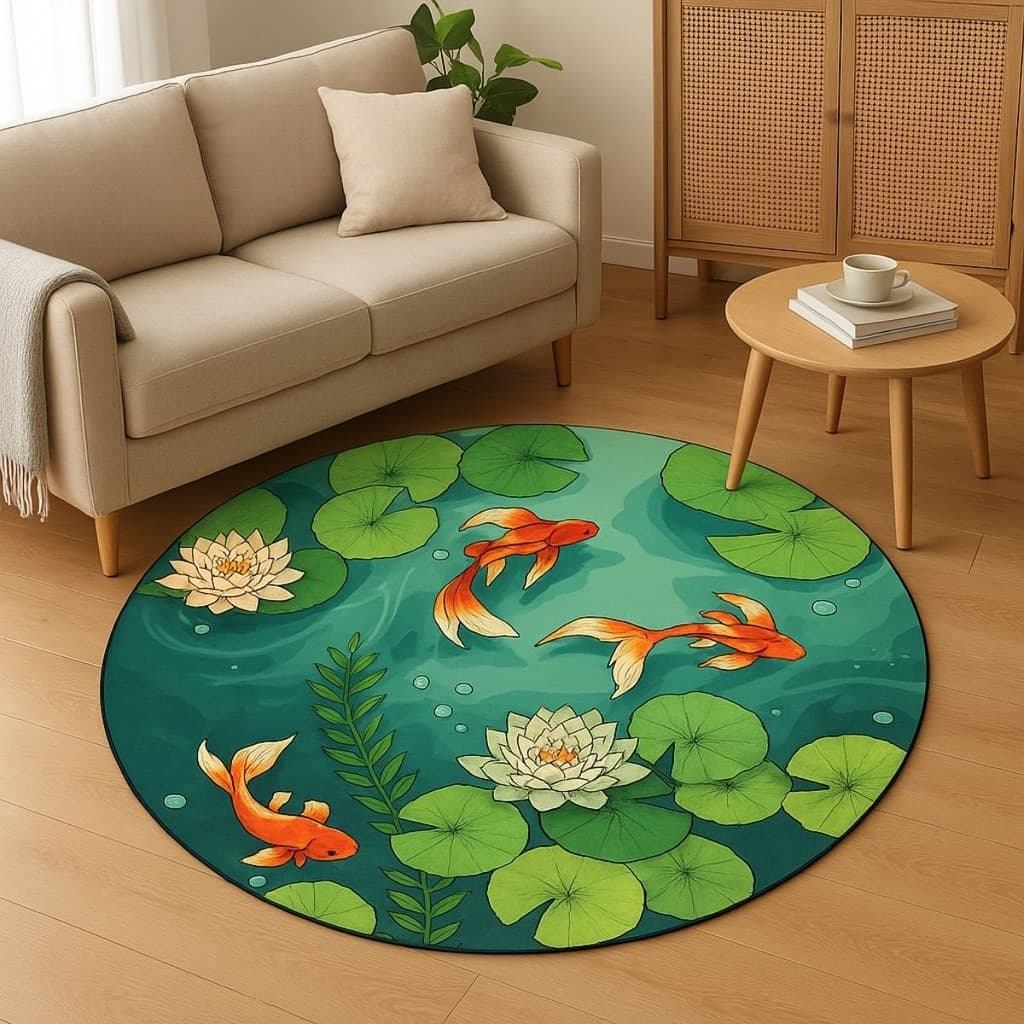Tapete Redondo Decorativo 88cm Antiderrapante para Sala e Quarto 2121
