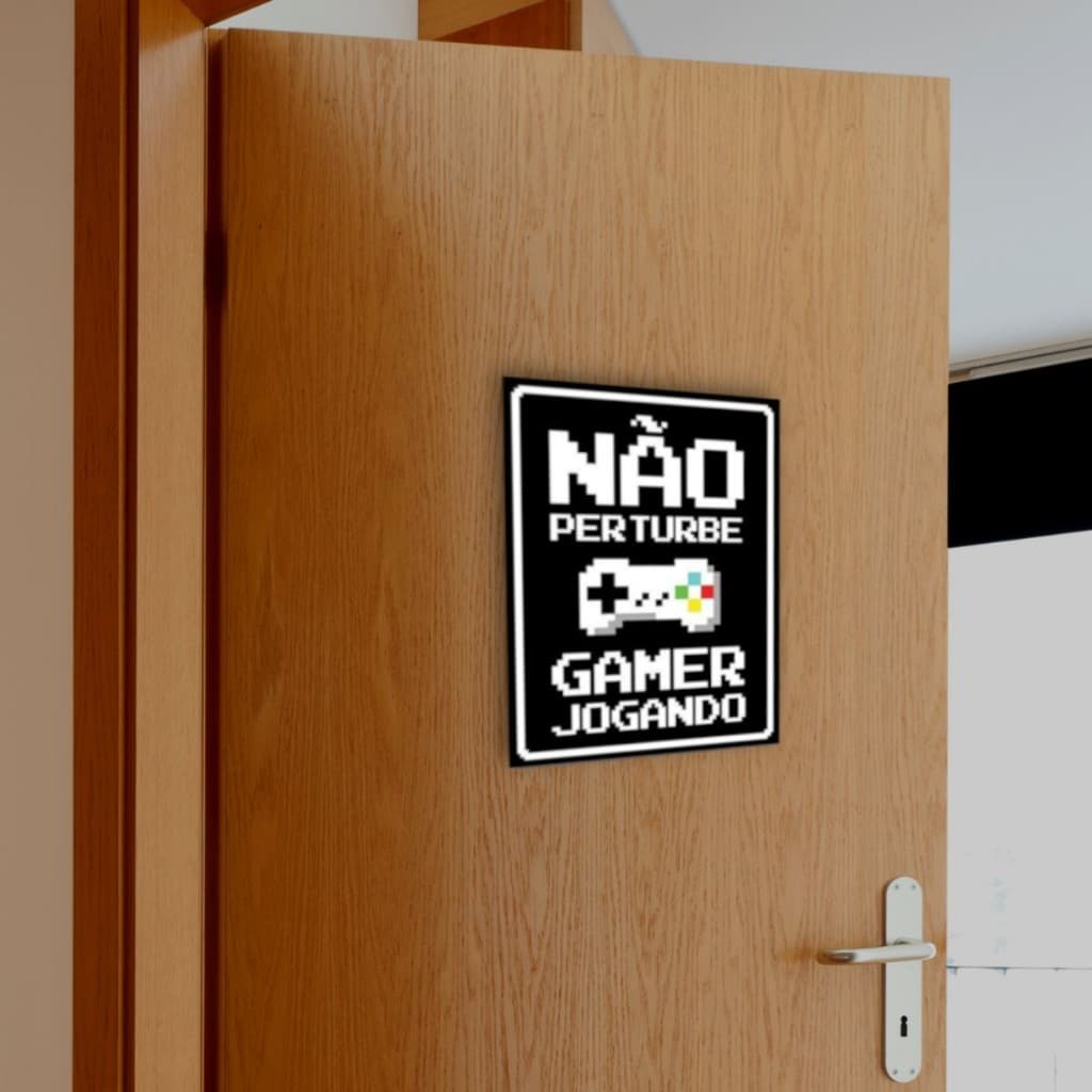 Placa Não Pertube Gamer Jogando Controle Jogo Quadro A4 Aviso Porta Video Game Quarto Mdf Decoração