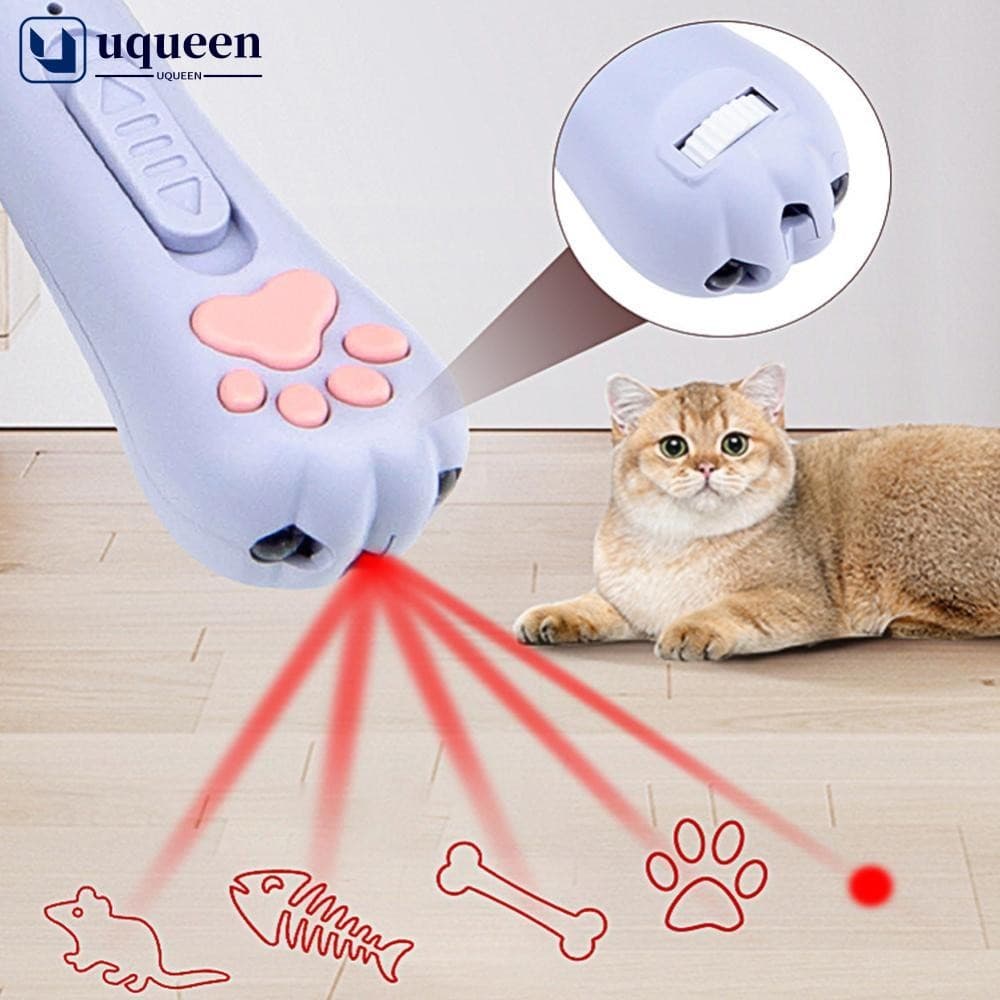 UQUEEN 3-Em-1 Interativo USB Recarregável Pet Gato Brinquedos A Laser Multifuncional Gatos Infravermelho Teaser Iluminaç