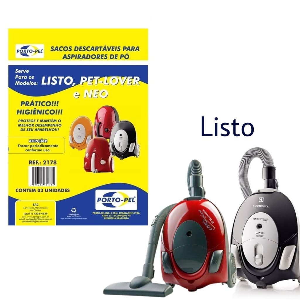 Kit 3 Sacos Aspirador de Pó Electrolux - Listo (2178)
