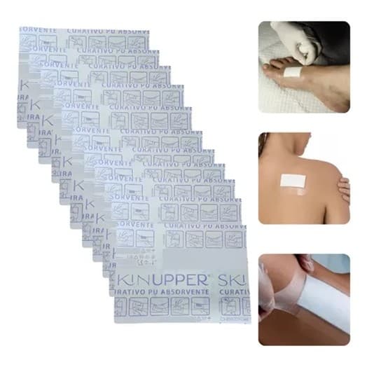 Kit 50 Curativos De Espuma Absorvente Impermeável Pu 7,2x5cm Skinupper