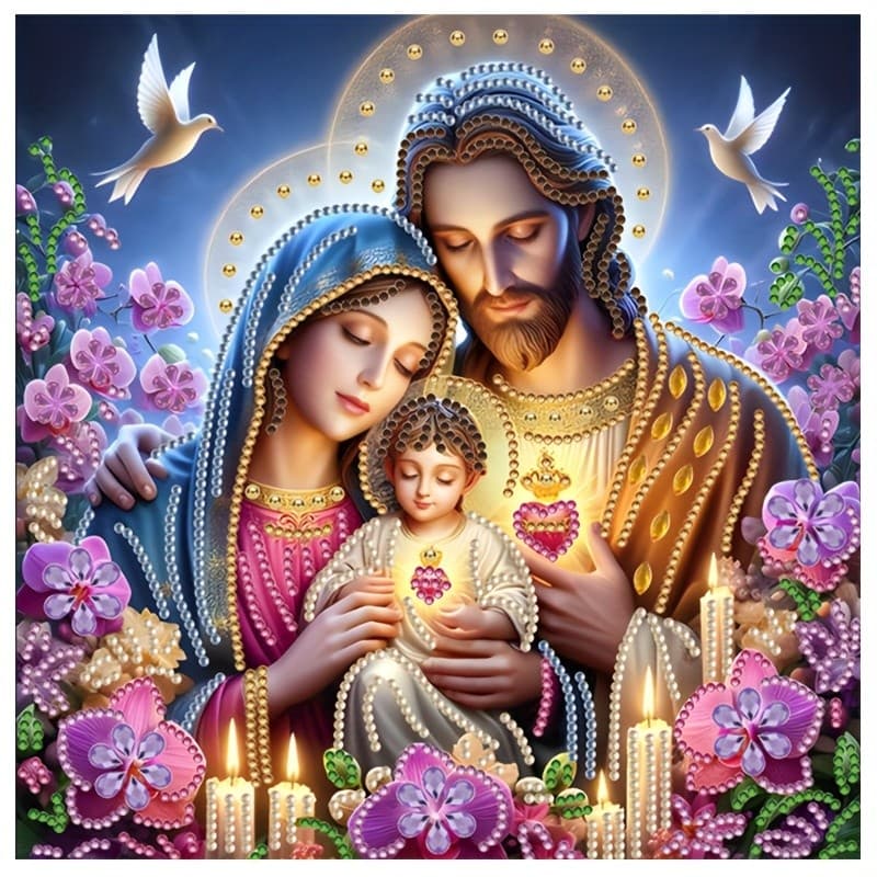 Pintura De Diamante 5D DIY , Cena De Oração Da Sagrada Família Virgem Maria E Jesus Criança-Ideal Para Decoração Present