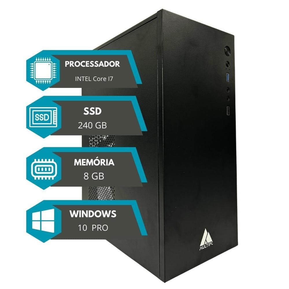 Pc Computador Intel Core I7 3.4GHz 8GB RAM DDR3 SSD 240GB Windows 10 Pro - MultiPC