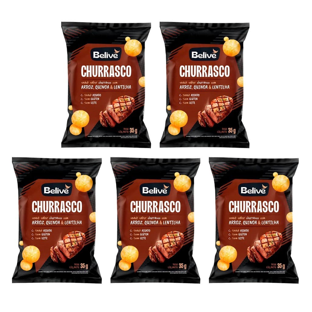 Salgadinho Saudável Churrasco Zero Lactose Belive Kit 5 Unidades 35g