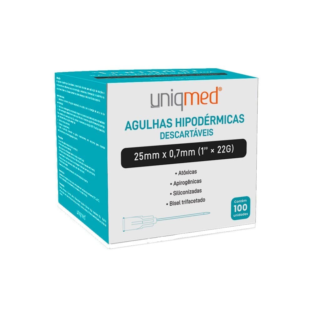 KIT 300UN AGULHA HIPODERMICA 25X0,7MM UNIQMED