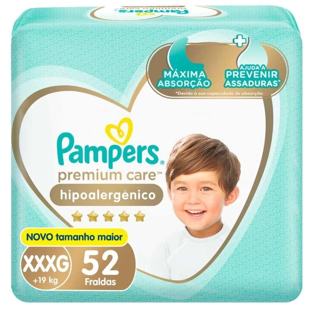 Pampers Fralda Premium Care XXXG com 52 Unidades