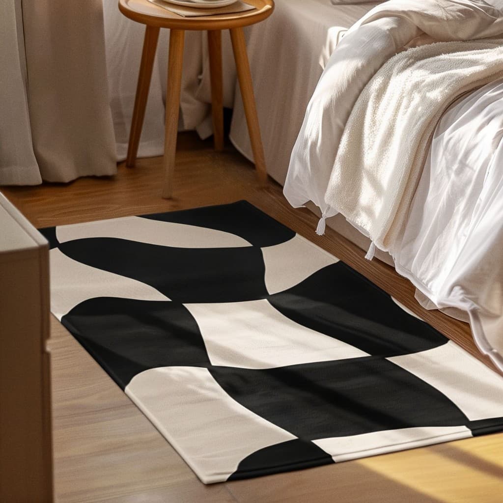 Tapete Decorativo Xadrez 118x70cm Antiderrapante Sala, Quarto e Escritório