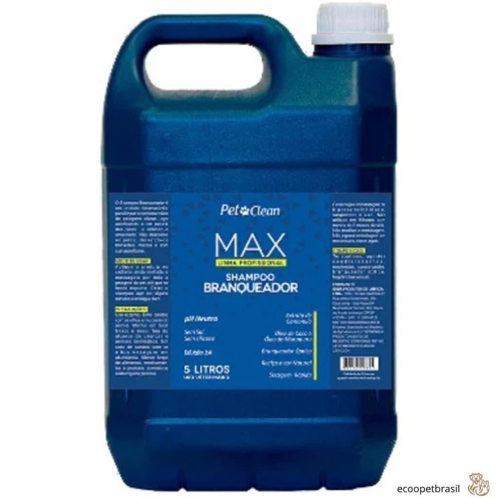 Shampoo Max Clareador Branqueador De pelagens Para Cachorro E Gato Pet Shop - 5L 1:4 Diluir