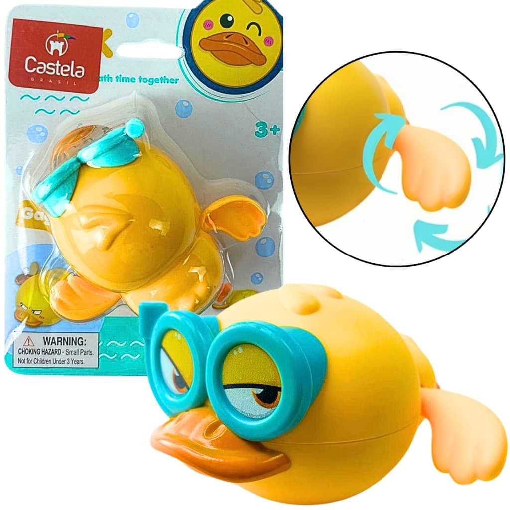 Brinquedo de Banho Pato Amarelo Divertido Nada Banheira - Castela