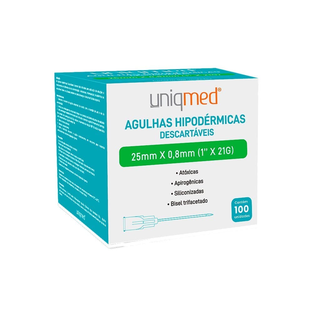 KIT 500UN AGULHA HIPODERMICA 25X0,8MM UNIQMED