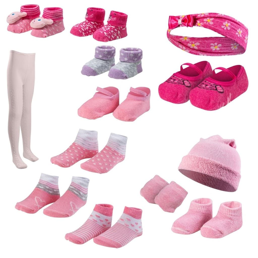 Kit 13 Peças Enxoval Bebe Menina Meia Touca Luva Algodao Presente Maternidade Cha de Bebe Dallf