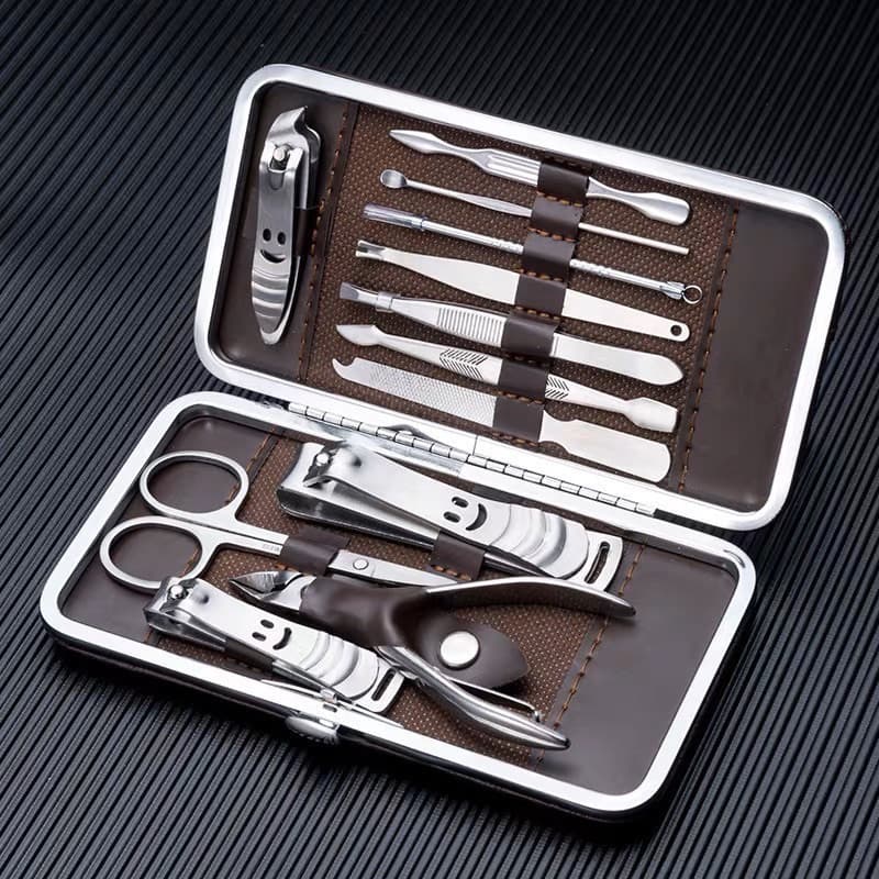 Kit De Pedicure e Manicure Com Estojo Portátil Cortador Unha Alicates Desencravador Com 12 Itens