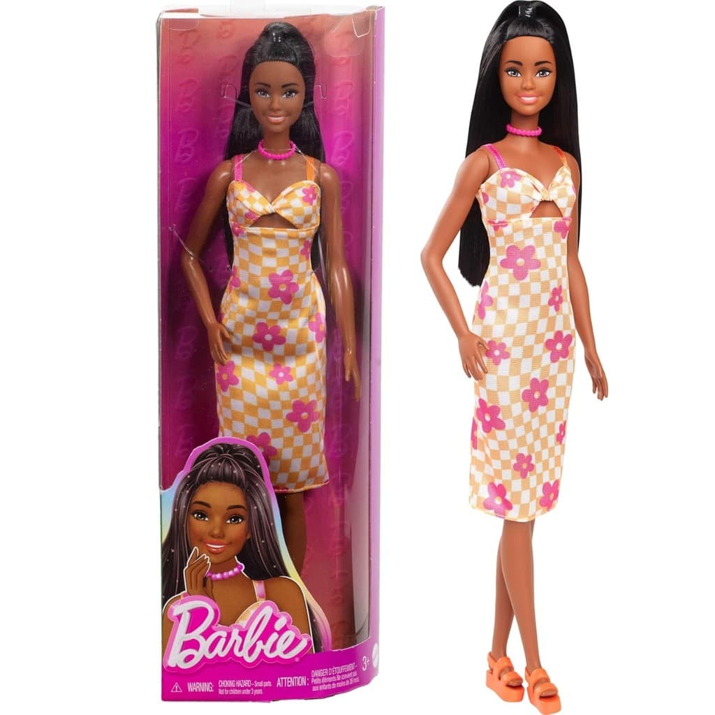 Boneca Barbie Fashionista 32cm Articulada Vestido Xadrez HYT91 233 - Mattel