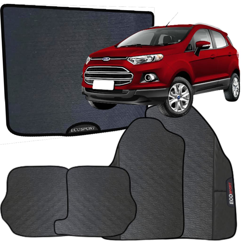 Kit Jogo Tapete Ecosport 2014 a 2020 4 Peças + Tapete Mala Emborrachado Automotivo Personalizado