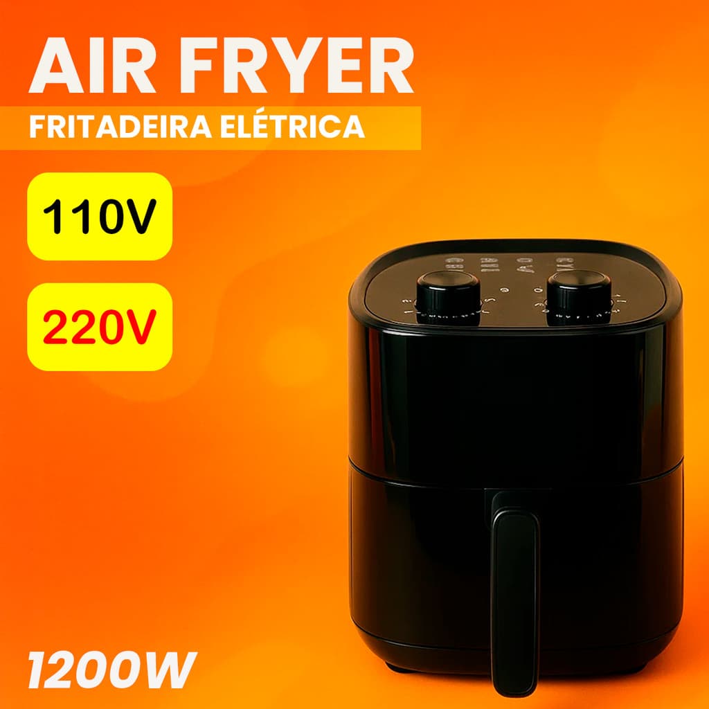 Fritadeira Air Fryer Sem Óleo 1200W 127V Indicador Aquecimento