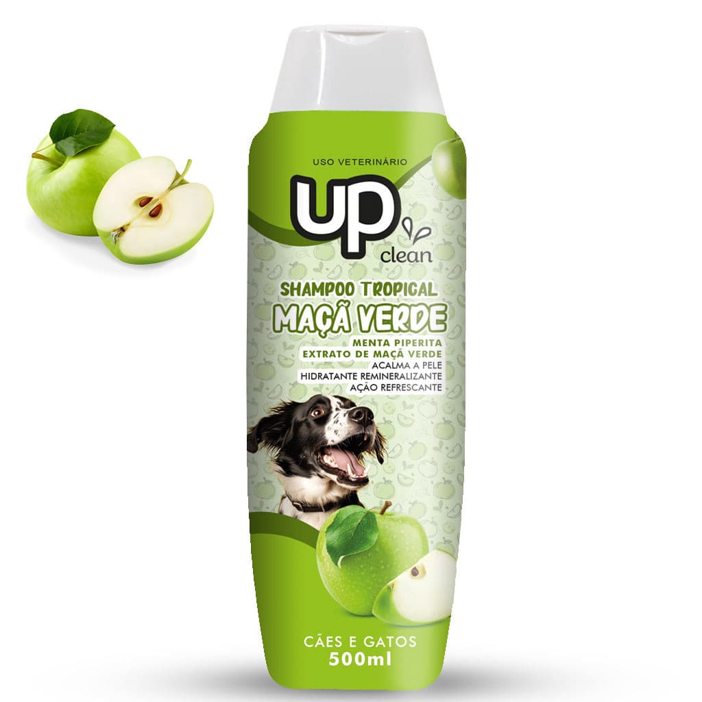 Up Clean Shampoo Tropical 500ml para Pet Cães e Gatos - Maçã Verde