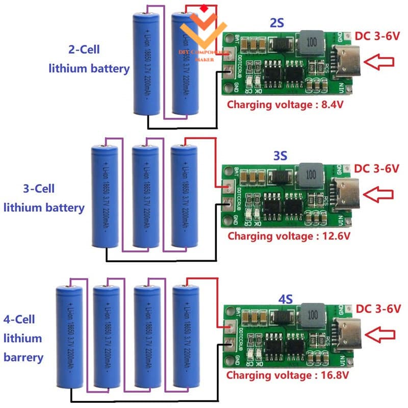 Multi-Célula 2S 3S 4S Tipo-C A 8.4V 12.6V 16.8V Step-Up Boost LiPo Polímero Li-on Módulo De Carregamento Do Carregador D
