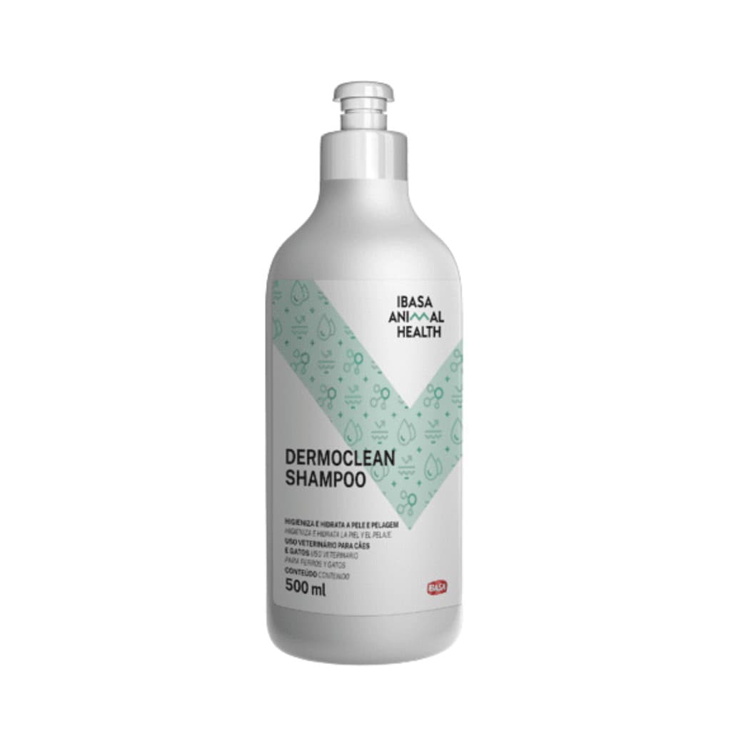 Dermoclean Shampoo Higienizador e Hidratante Cães e Gatos Pele Sensível 500ml Ibasa