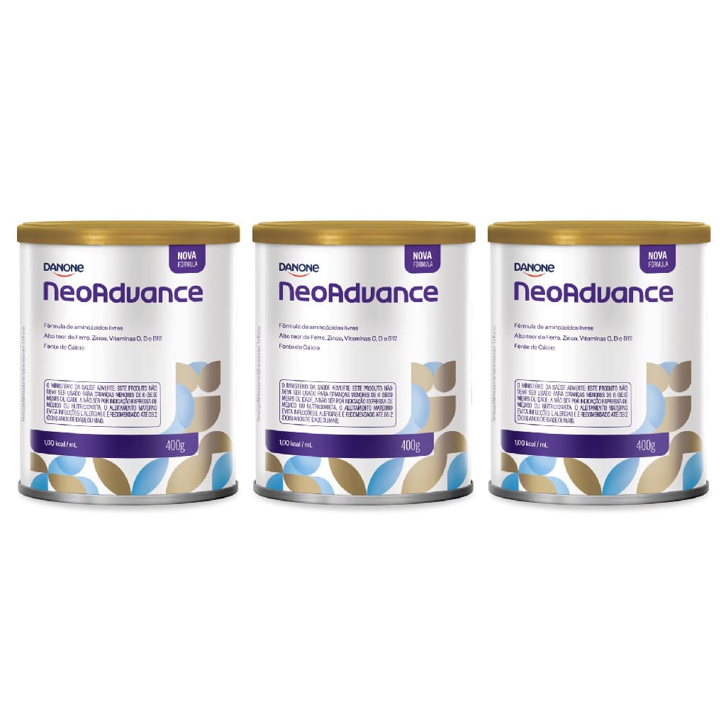 Neo Advance Danone Vitamina D, B12 e C Fonte de Cálcio Fórmula Infantil 400g Kit com 3 Unidades