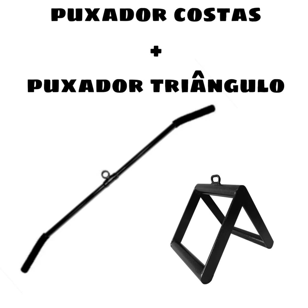 Kit Puxador Costas 1,20 + Triângulo Treino Musculação Academia Crossover