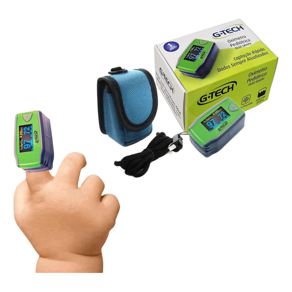 Oxímetro De Dedo Gtech Oled Infantil Com Curva Tela LCD Rotacional - Gtech
