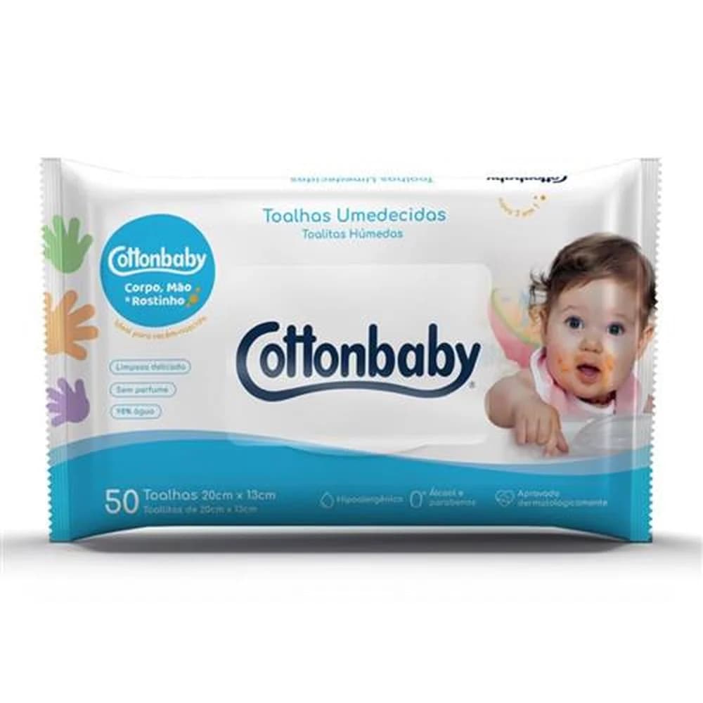 Kit C/ 2 Cottonbaby Toalha Umedecida Infantil C/50un