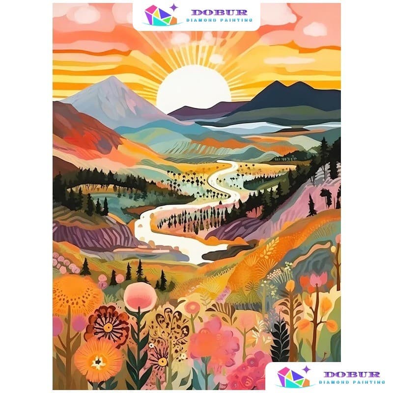 DOBUR | Conjunto De Pintura Diamante Paisagem 5D DIY Rodada/Quadrado Full Broca Lona Com Número Artesanato Presente Deco