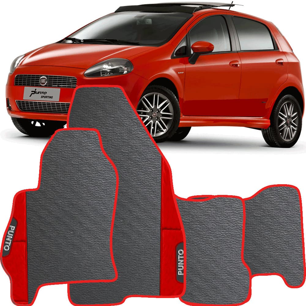 LINDO JOGO TAPETE  AUTOMOTIVO VERMELHO  PUNTO 2005 A 2017  EMBORRACHADO PERSONALIZADO