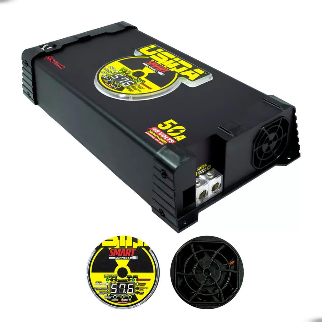 Fonte e Carregador Usina Connect 48V 50A Bivolt Com Voltímetro Smart Instalação Profissional