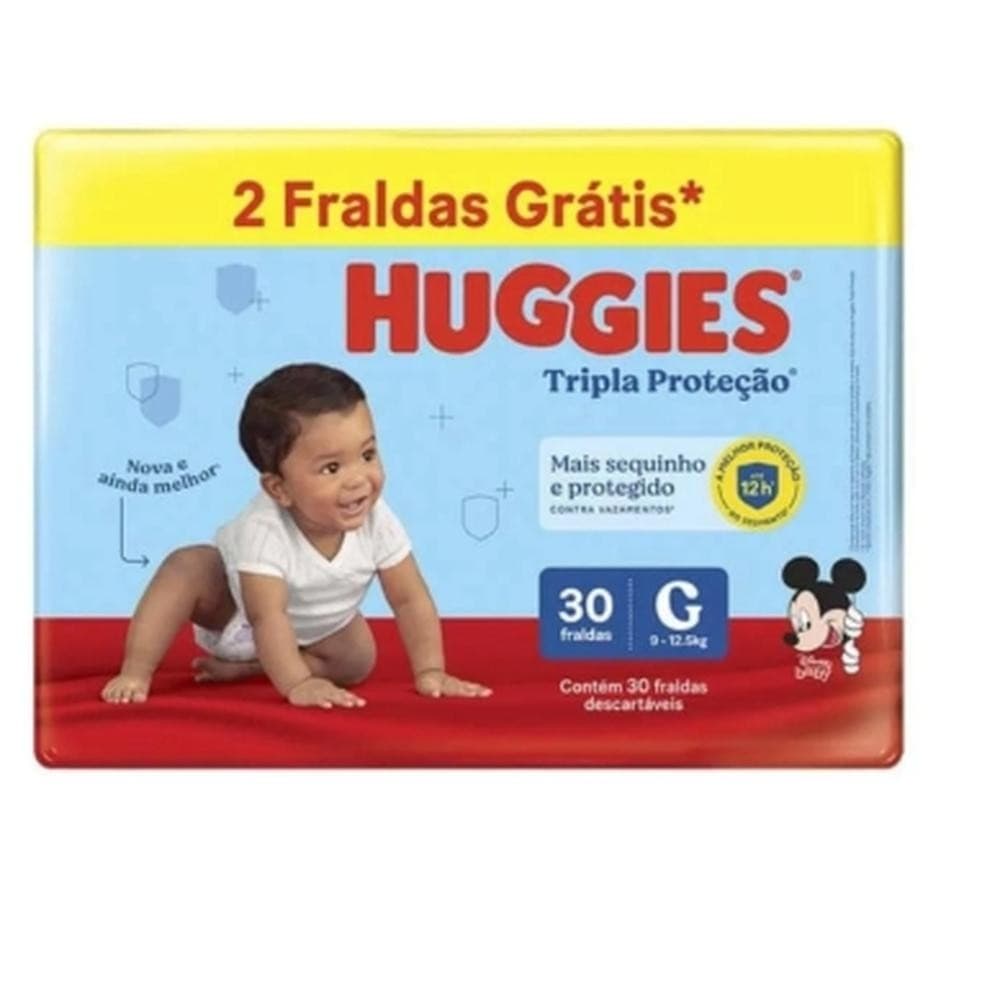 Fralda Huggies Tripla Proteção Mega G Com 30 Unidades