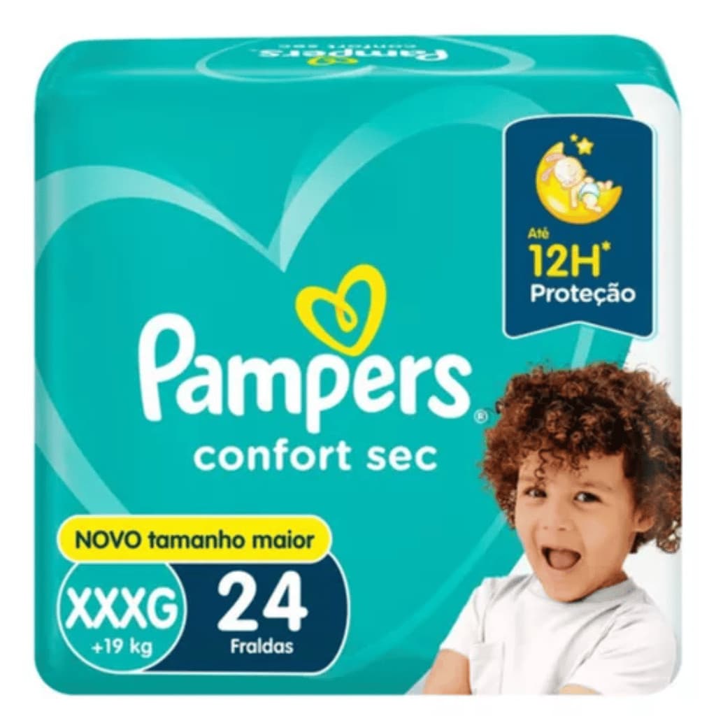 FRALDA PAMPERS CONFORT SEC XXXG COM 24 UNIDADES +19KG