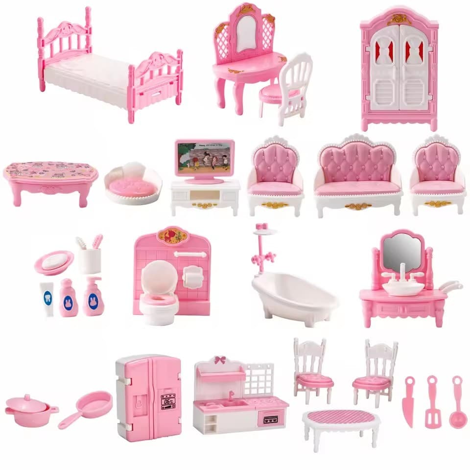 1 : 12 Conjunto De Móveis Para Casa De Bonecas Em Miniatura Quarto Sala De Estar Cozinha Banheiro Beliche Acessórios Sim