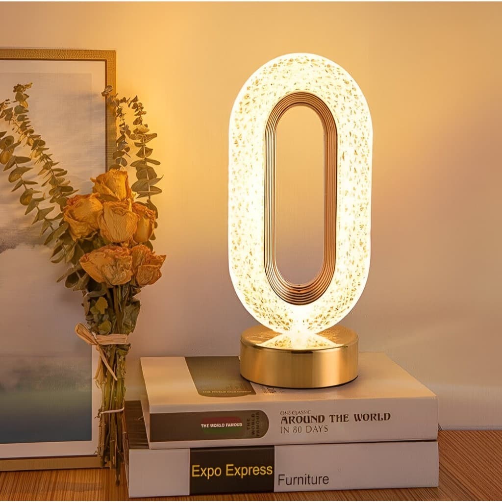 Luminária de Mesa Lâmpada Touch Quarto Luxuosa Cristal Acrílico 3 Tons de Led GA-249