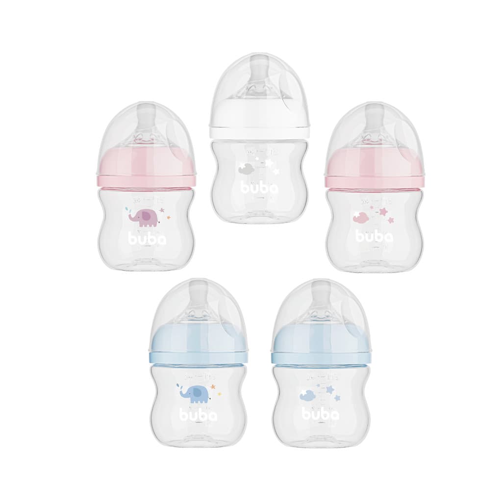 Mamadeira Easy Flow 120ml Elefante Nuvem Azul Rosa Bebê Buba