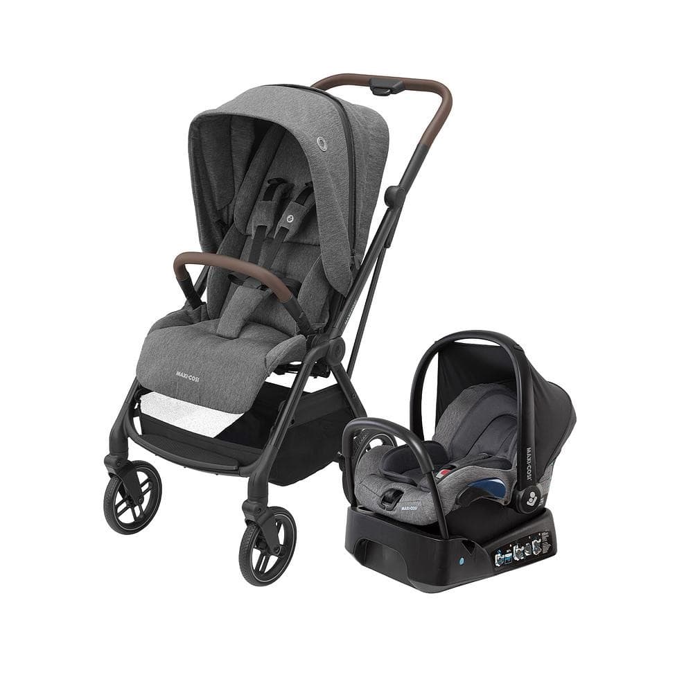 Carrinho de Bebê com Bebê conforto e Base Maxi Cosi Travel System Leona² Trio Grey
