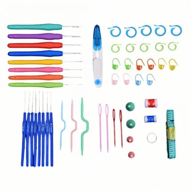 Kit Crochê com 16 Agulhas Ergonômicas para Amigurumi  Estojo Completo com Acessórios