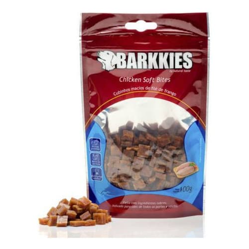 Petisco Natural para Cachorro Barkkies Frango 100g Soft Bites Snack Premium Treino Cães Saudável