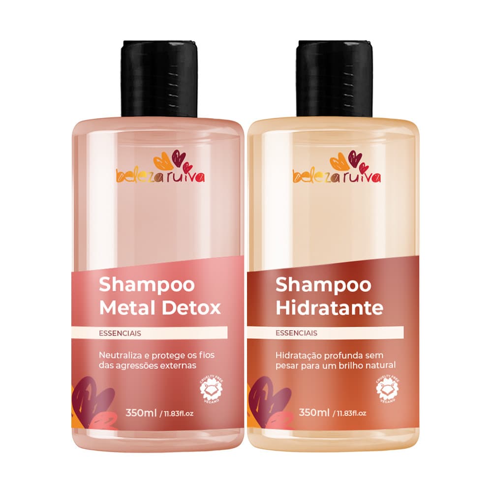 Kit Shampoo Hidratante Metal Detox Antimetais Proteção da Cor Uso Diário Limpeza Suave Beleza Ruiva