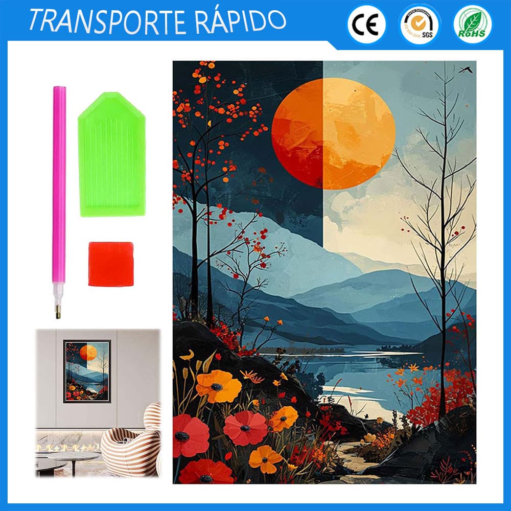 DIY Pintura Diamante 5D Dot Pintura Diamante Paisagem Decoração de Parede Pintura 40x30cm