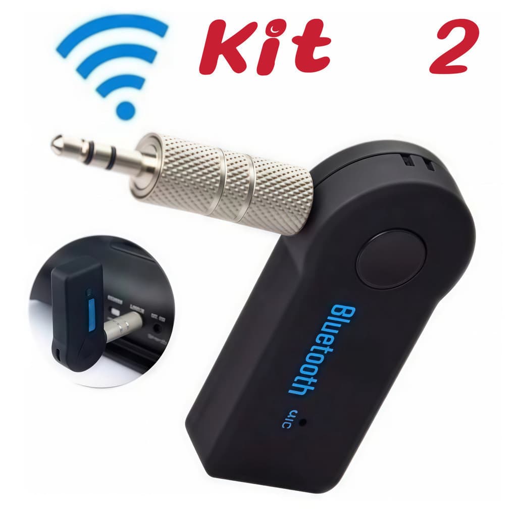 Kit 2 Adaptador Bluetooth P2 Music Call Speaker Carro 3.5mm Sem Fio   yihan